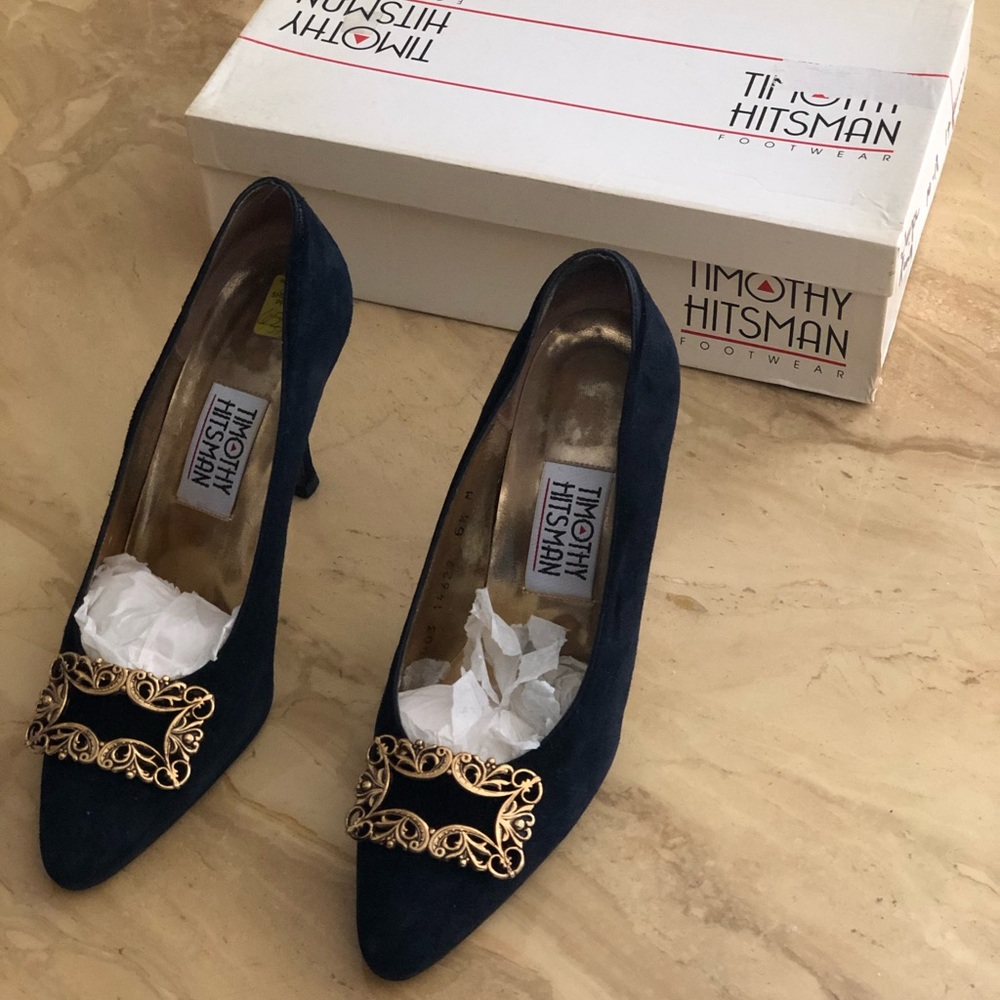 Timothy Hitsman Black Suede Heels - Sz 6.5